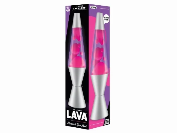 Lava® lampe Pink/Lilla, sølv base 37 cm