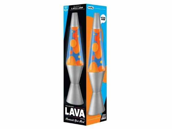 Lava®-lampe Orange/Blå, sølv sokkel 37 cm