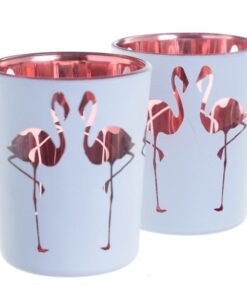 To telysholder med flamingomotiv