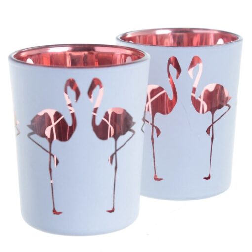 To telysholder med flamingomotiv