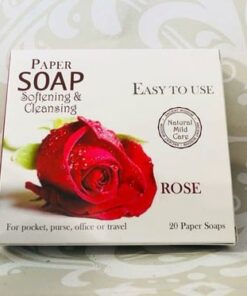 Papirsåper for håndhygiene med duft av roser i eske