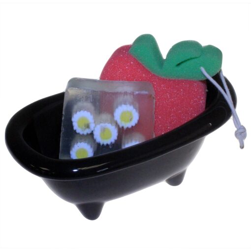 Mini badekar sort med blomst og jordbær