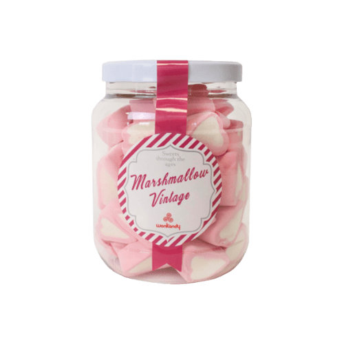Medium godterikrukke med hjerteformet/vintage marshmallows
